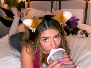 ASMR Hot NEKO CAT GIRL TAKES CARES OF YOUR EARS LICKING LONG TONGUE MEOW CorneliustheCat ASMR