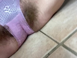 closeup sharp 60 fps pissing fetish video . sitting on the floor and pissing myself in the panties