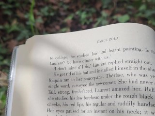 Reading Emile practicing reading aloud in nature