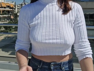 I walk around the city and flash my breasts in public