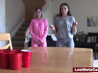 Strip Pong with the loser licking the winner's pussy