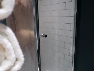 Toned Twink caught having fun in the shower so teases the camera ["Some shower fun"]