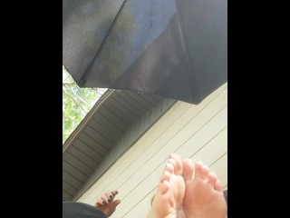 Mommy Takes Her Dirty Socks Off Outdoors