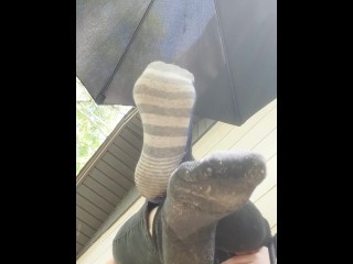 Mommy Takes Her Dirty Socks Off Outdoors