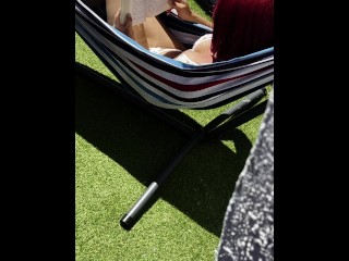 💦💦Hubby's friend on me while tanning & touching myself - He surprises me with a cumshot!💦💦