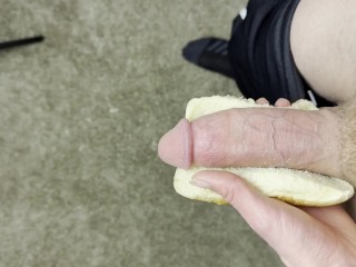 Behind the scenes, sticking my wiener between some Bun. 😜