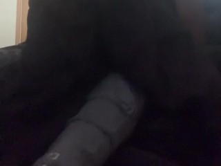 Pulling my bbc out and Fuckin my toy on my bm mother couch while she in her room 😅