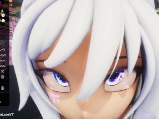 POV Blow Job from Hentai Vtuber Elfie Love & cum on face in VR (3D / VRCHAT / MMD)