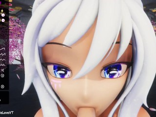 POV Blow Job from Hentai Vtuber Elfie Love & cum on face in VR (3D / VRCHAT / MMD)