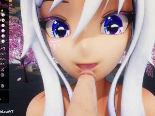 POV Blow Job from Hentai Vtuber Elfie Love & cum on face in VR (3D / VRCHAT / MMD)