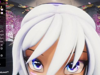 POV Blow Job from Hentai Vtuber Elfie Love & cum on face in VR (3D / VRCHAT / MMD)