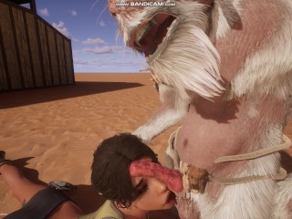 Lara fucks with Ancient Goatman and gets captured