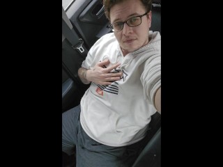 Horny FTM Guy Fucks His Pussy in Car and CUMS HARD with a Vibrator