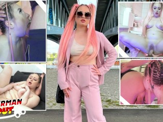GERMAN SCOUT - Pink Hair Curvy Teen Maria Gail with Saggy Tits at Rough Anal Sex Casting