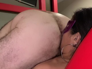 Using her face to rub my dirty ass