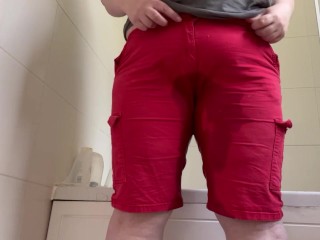 Soaking my favourite red shorts in pee - flooded them so much!