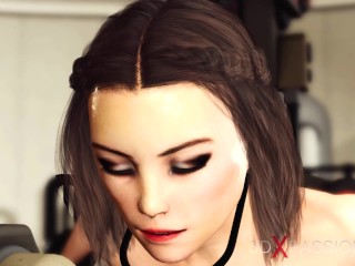 Hardcore in restraints with gnome. Young busty cuffed brunette gets tied down and creampied