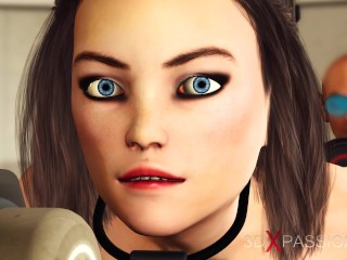 Hardcore in restraints with gnome. Young busty cuffed brunette gets tied down and creampied