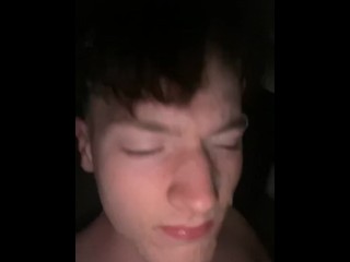 Teen boy cums all over his face