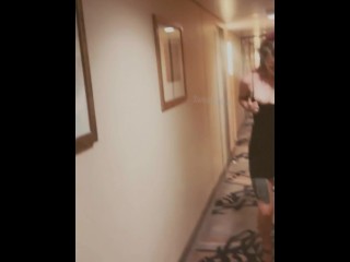 flashing my tittys in the hallway of my cruise.. headed to my room to fuck a guy I met at the casino