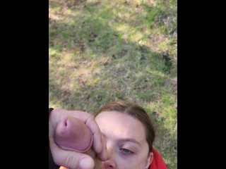 Amateur deepthroat queen swallows BWC and cum on the public hiking trail
