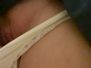 Horny cock under skirt hot pussy while train ride. Dick in the panties rubbing pussy in the subway