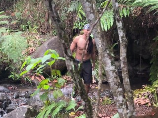 Outdoor fuck in the Rio Pance in Cali Colombia with a stranger who jerks himself off watching me