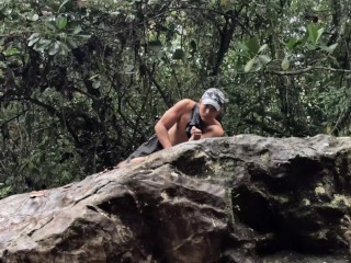 Outdoor fuck in the Rio Pance in Cali Colombia with a stranger who jerks himself off watching me