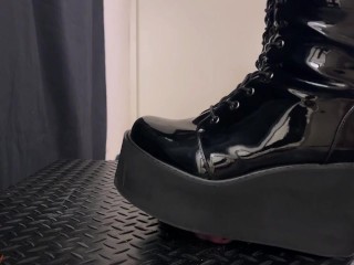 Heavy Crushing in Black Dirty Platforms - Ball Stomping, Bootjob, Shoejob, Ballbusting, CBT, Trample