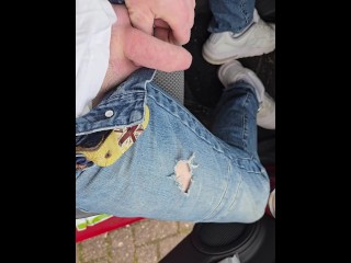 Pissing out of the neighbours car in a public car park at the care home