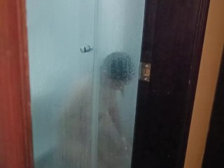 I was spying on my sister-in-law in the shower, she saw me and invited me to take a bath together.