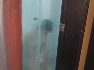 I was spying on my sister-in-law in the shower, she saw me and invited me to take a bath together.