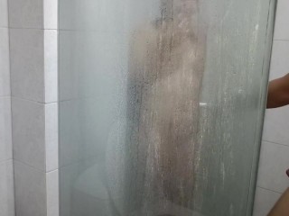 I was spying on my sister-in-law in the shower, she saw me and invited me to take a bath together.