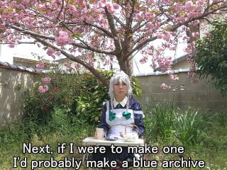 sakuya makes mochis with cherry blossoms[Touhou cos]