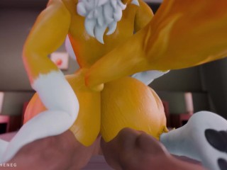 Furry stepmother Renamon having hard sex