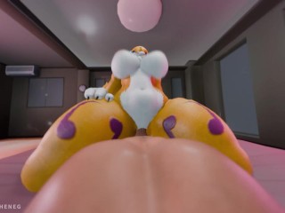 Furry stepmother Renamon having hard sex