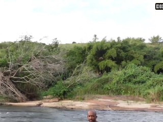 TWO NAKED WOMEN WENT FOR A WALK AND THEY SURPRISED US WHEN WE WERE BATHING IN THE RIVER IT WAS A LOT