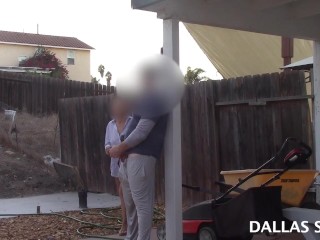 Outside Cock Flashing the NEIGHBOR'S WIFE! & she starts taking photos before he comes home!