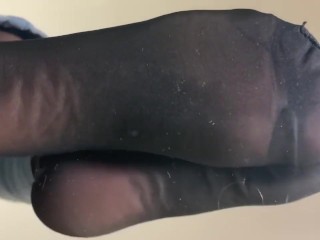 Ebony Feet & Black Nylon Sock Removal