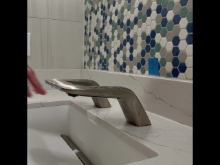 Humping and Rubbing my Veiny Cock into Futuristic the Sink at the Gym until Cumming