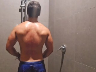 Gym Shower after workout masturbation