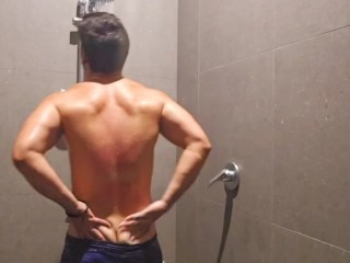 Gym Shower after workout masturbation