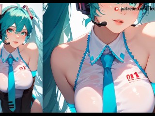 Hatsune Miku shows her body and gives blowjob to fans