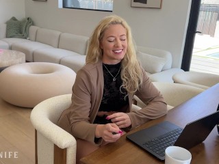Big Booty Office Slut gets laid o̶f̶f̶ after masturbating at work - River Lynn