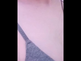 Sexy girl touches her boobs 💖