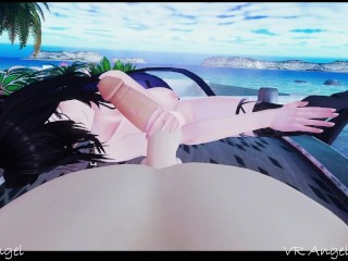 VR Girlfriend sucks and fucks you on your beach date and gets a creampie in her pussy