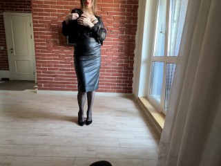 Bg. Leather Pencil Skirt. I'm Showing You My New Leather Skirt