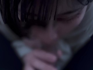 口の中に大量に射精されるショートヘア女子♡bloujob cuminmouth