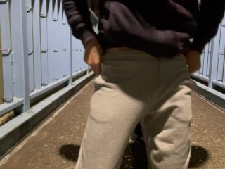 【既婚リーマン】歩道橋の上で射精できるか挑戦してみました！結果はいかに？！