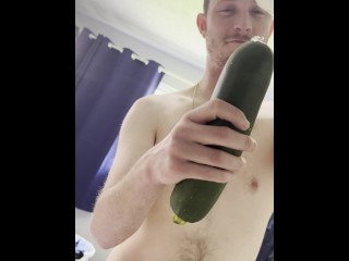 BBW cumslut takes HUGE CUCUMBER